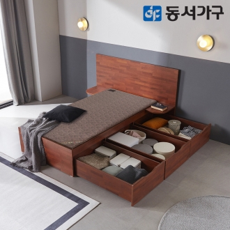 동서가구 힐튼 럭셔리 황토 흙침대 보료 온열 침대 와이드헤드 수납형 S DF642740