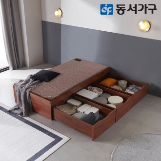 동서가구 힐튼 럭셔리 대용량 서랍형 무헤드 수납 황토숯 흙 침대 싱글 S DF642739