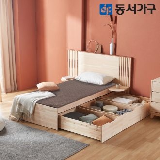 동서가구 토리 편백 황토 흙침대 보료 온열 침대 와이드헤드 수납형 S DF642716