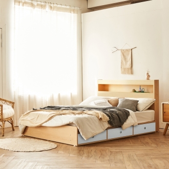 ★한정수량★ 동서가구 세인트 LED 1단수납 퀸 침대 프레임 Q (+매트리스 선택)