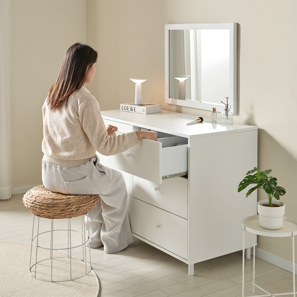 [코코미] 루카 칸칸 속깊은 1200 6단 와이드 E0등급 서랍장 틈새 드레스룸 화장대 다용도 옷수납장