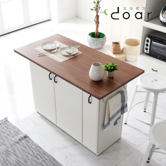 도아르 보조 미니 수납 아일랜드 식탁 홈바 테이블 조리대 밥솥장 광파오븐 렌지대 1200