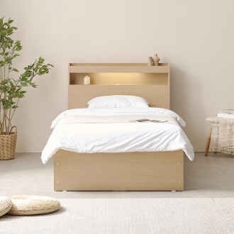 [케이컴퍼니] 심플비 피크 LED수납헤드 슈퍼싱글 침대세트(독립포켓매트리스)