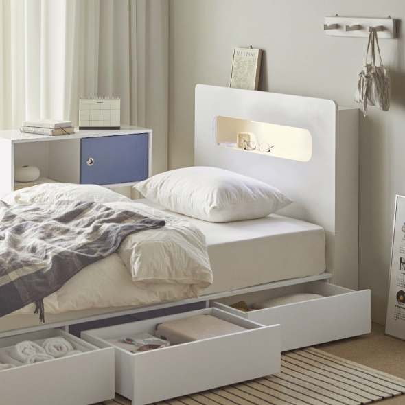 매트리 가득 LED 수납침대 3단 서랍침대 SS Q