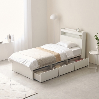 [케이컴퍼니] 심플비 피크 수납헤드 900미니싱글 침대세트(독립포켓+40T토퍼매트)