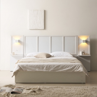 라자가구 웨이드 리노서랍 호텔 침대 프레임 SS/Q/K (매트,협탁 선택)