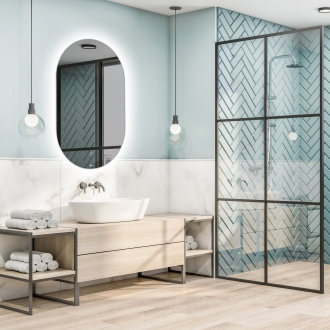 [당일출고] 헤이미러 LED 간접 조명 거울 -  타원형