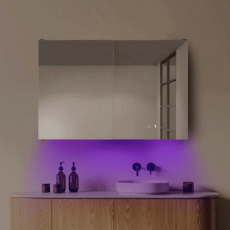 헤이미러 센서형 살균 슬라이딩 욕실장 (1100/1200/1300/1400)*800