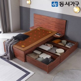 동서가구 힐튼 럭셔리 대용량 서랍형 와이드헤드 수납 원적외선 보료침대 싱글 S DF645558