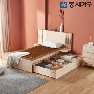 동서가구 토리 편백나무 대용량 서랍형 와이드헤드 수납 원적외선 보료침대 싱글 S DF645566