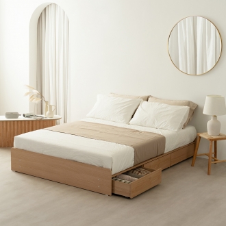 [단독특가]동서가구 하츠 무헤드 1단 3서랍 수납침대 SS+양면매트포함