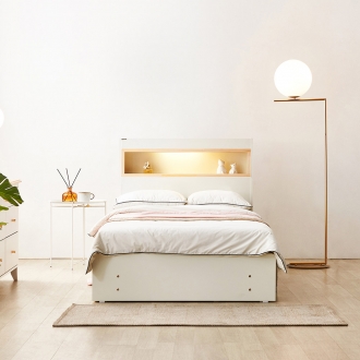[단독특가]동서가구 아카 편백원목 LED조명 수납 침대 프레임 SS
