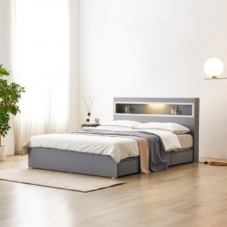 [단독특가]동서가구 아카 편백원목 LED조명 수납 침대 프레임 Q