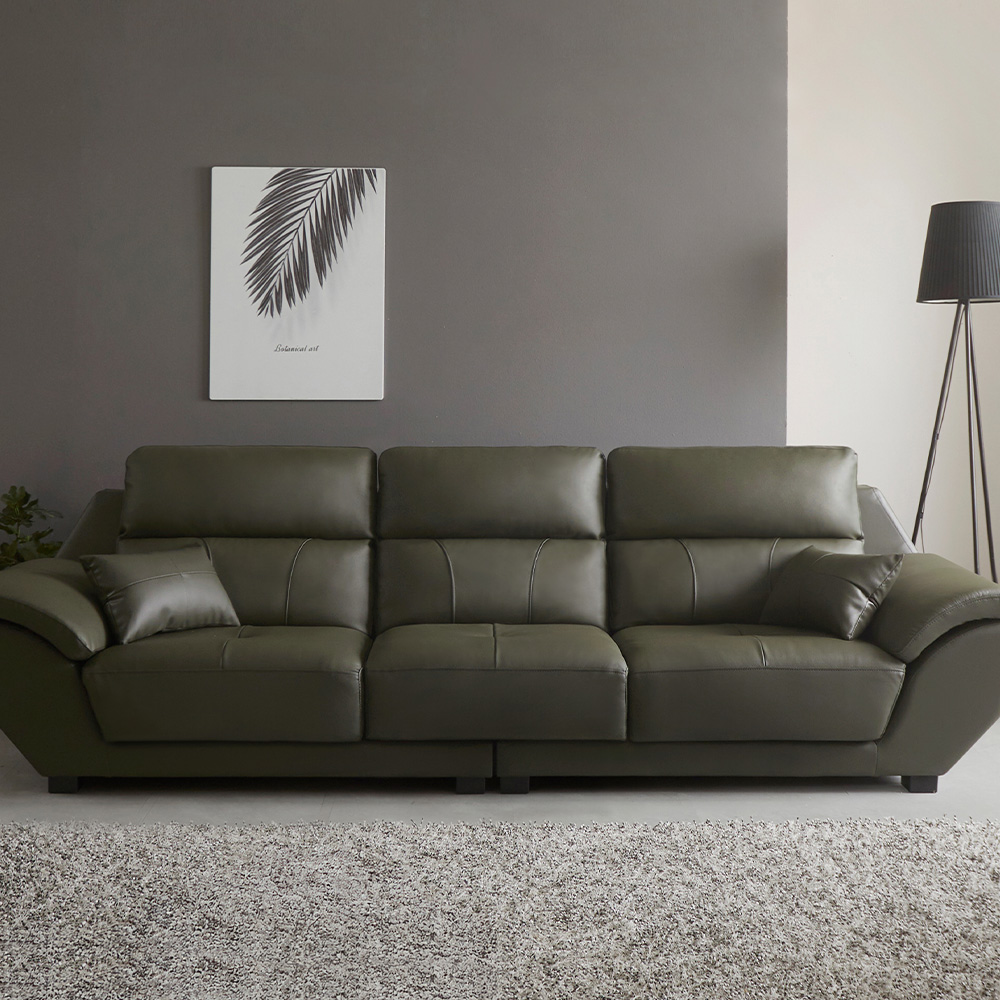 ★한정수량★동서가구 트리거 구스 프리미엄 4인 천연면피 가죽 소파 DF638087