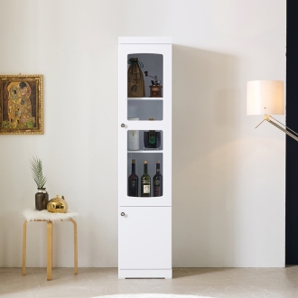 라온스2 1800 유리문 수납틈새장 거실장식장 틈새수납장