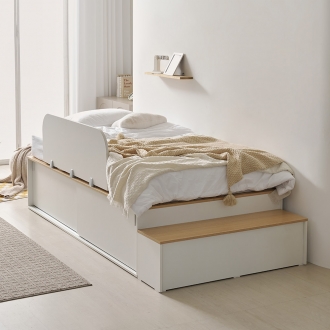 라자가구 E0 모아 슬라이딩 벙커 수납 침대 프레임 SS/Q (매트선택)