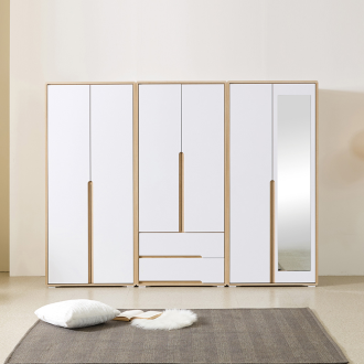 동서가구 밀크 2서랍 거울 옷장세트 2400 일반형 DF926554