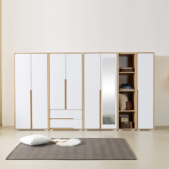 동서가구 밀크 2서랍 거울 오픈선반장 옷장세트 3240 일반형 DF926562