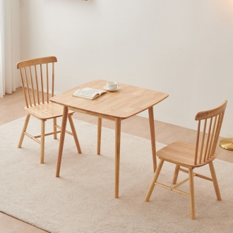 동서가구 우든 고무나무 원목 2인 식탁세트(테이블 1EA+의자 2EA) DF927465