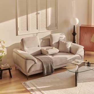 [디자이너스룸] 엘리 컵홀더 아쿠아텍스 편안한 3인 신혼소파