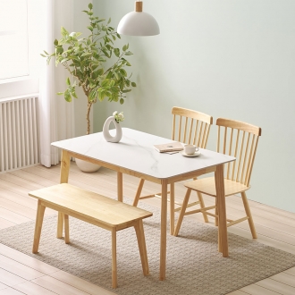 [디자이너스룸] 쉐리 원목식탁 세라믹 4인용 1200식탁 벤치형 세트