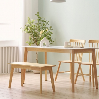[디자이너스룸] 쉐리 원목식탁 세라믹 4인용 1400식탁 벤치형 세트