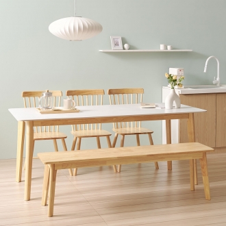 [디자이너스룸] 쉐리 원목식탁 세라믹 6인용 1800식탁 벤치형 세트