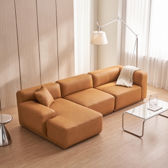 케이하우스홀드 켄지 실리콘가죽 비건레더 모던디자인 모듈 4인/4인카우치 국내제작 가죽소파