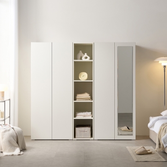 [케이컴퍼니] 피크 푸시2000장롱세트DSM(옷장+400오픈선반장+거울이불장)