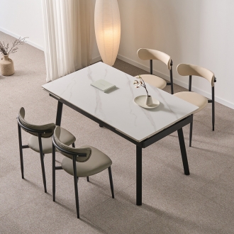 동서가구 캐빈 4인 확장형 포세린 세라믹 식탁세트 (의자4) DF645679