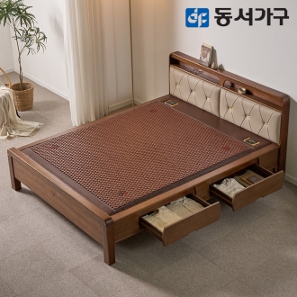 동서가구 편백나무 인볼브 가죽 수납형 세라믹 온돌침대 Q 퀸 DF645667