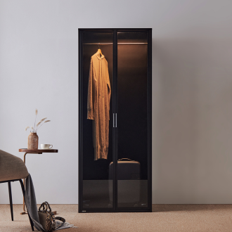 동서가구 블룸 LED 드레스룸 800 싱글 행거형 기본 강화유리도어 수납장 진열장 장식장 DF927087