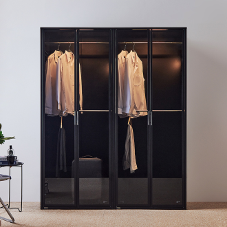 [단독특가]동서가구 블룸 철제 LED 드레스룸 1600(800 2단＋800 2단) 수납장 진열장 장식장