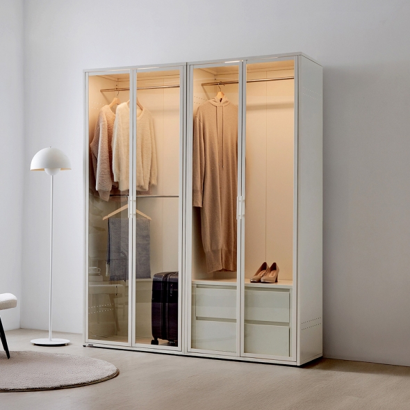 [단독특가]동서가구 블룸 철제 LED 드레스룸 1600 (800 서랍형＋800 2단) 수납장 진열장 장식장