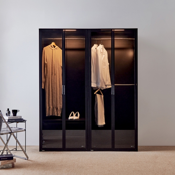 [단독특가]동서가구 블룸 철제 LED 드레스룸 1600 (800 서랍형＋800 2단) 수납장 진열장 장식장