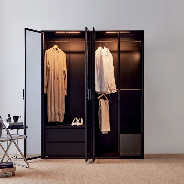 [단독특가]동서가구 블룸 철제 LED 드레스룸 1600 (800 서랍형＋800 2단) 수납장 진열장 장식장