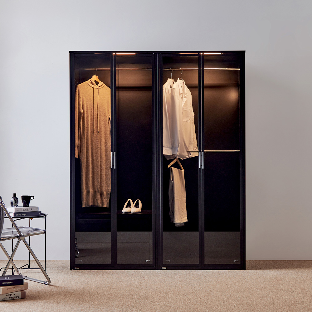 [단독특가]동서가구 블룸 철제 LED 드레스룸 1600 (800 서랍형＋800 2단) 수납장 진열장 장식장