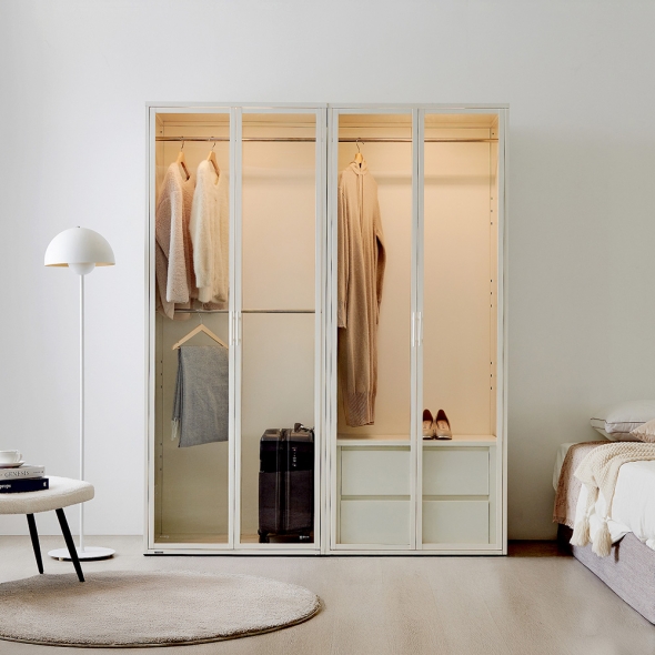 [단독특가]동서가구 블룸 철제 모듈 LED 드레스룸 시리즈 모음 진열장 수납장 장식장