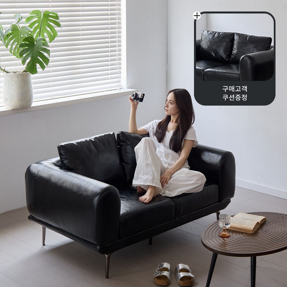수수가구 툰쇼파 2인용 가죽 소파