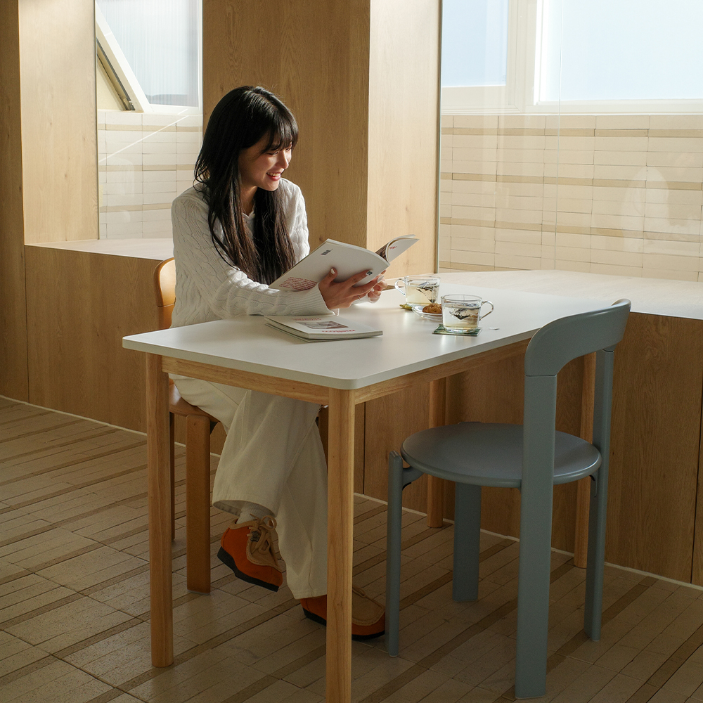 수수가구 마리 사각/반타원 카페 고무나무원목 4인용식탁 1200테이블