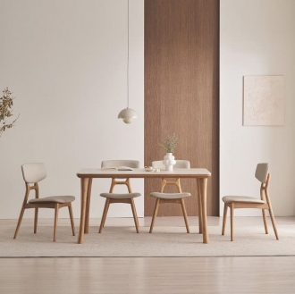 트로이퍼니처 케이브 애쉬 원목 포세린 세라믹 식탁 1400 (의자 4개 포함)