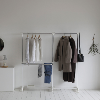 동서가구 무브 2단 더블 확장형 이동식 옷걸이 행거 DF927236