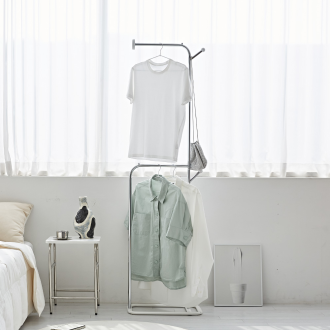 동서가구 무브 2단 높은 스탠드 이동식 옷걸이 크롬 행거 DF927258