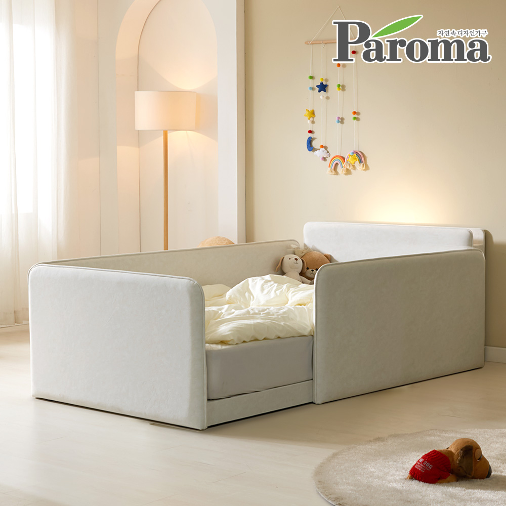 파로마 아이룸 높은 슬림 LED 저상형 패브릭 벙커형 키즈 아기침대 SS 슈퍼싱글