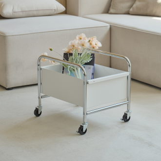 동서가구 글림 미드센츄리 철제 1단 이동식 수납바구니 트롤리 DF927270