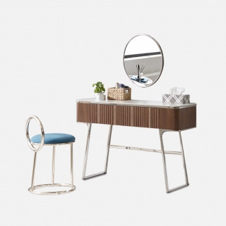 [라룬제이] 마르센 천연무늬목 세라믹 화장대 풀세트(거울,의자포함)