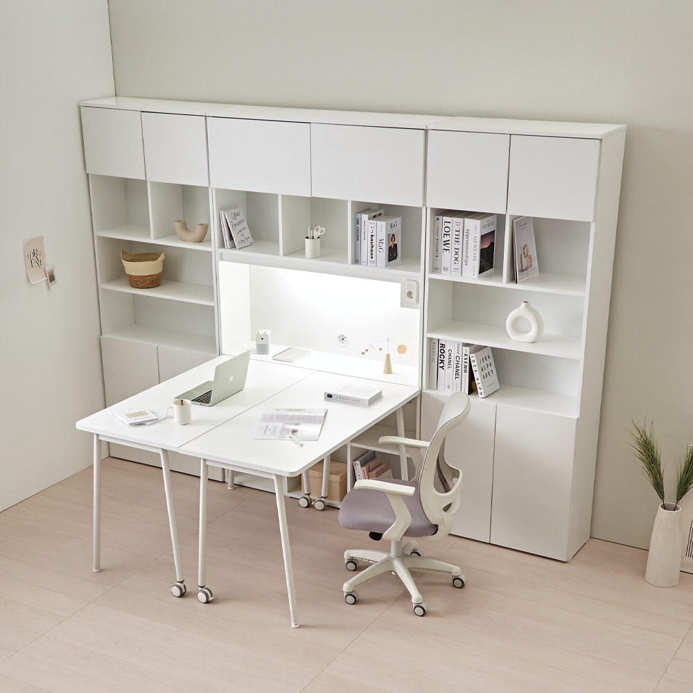 [단독특가]동서가구 E0 제니오 LED 조명 책장 책상 세트 모음 이동서랍 이동형