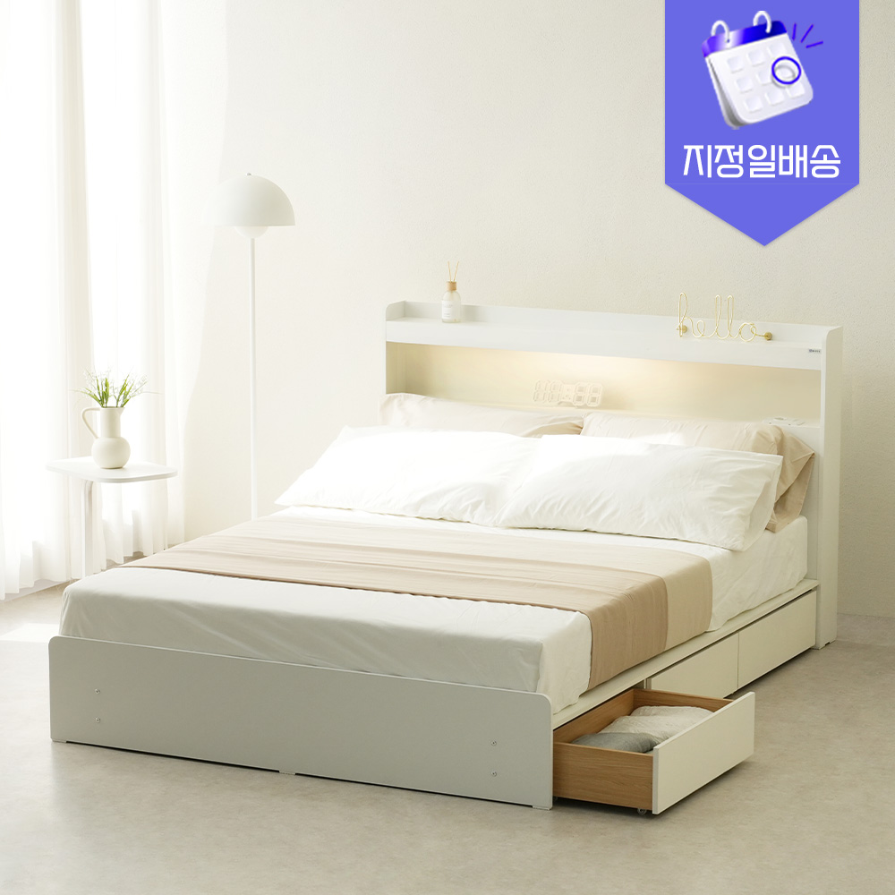 [지정일배송]동서가구 에디프 LED조명 수납 SS침대+양면매트 DF926686