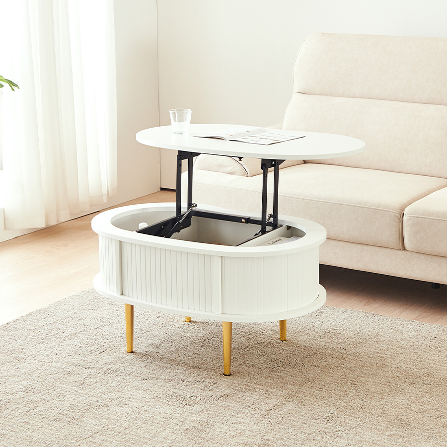 ★한정수량★동서가구 소울 템바 타원형 리프트 거실 소파테이블 800 DF927679