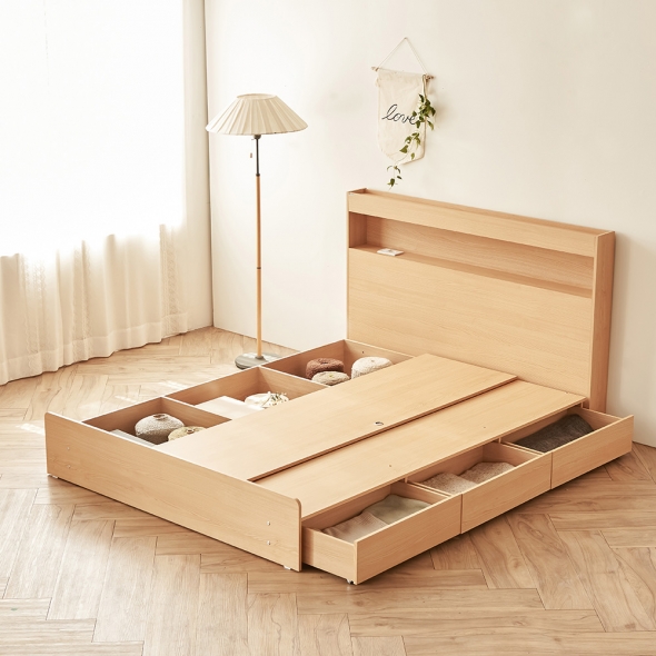 동서가구 이즈 카이 1단 3서랍 LED 퀸 수납침대 프레임